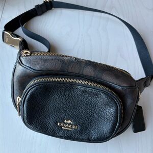 Coach Black and Brown Leather Belt Bag